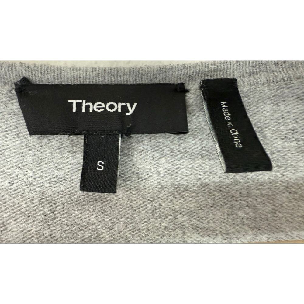 Theory Gray Merino Wool Blend Longline Open Front Pocket Cardigan Small Chic - Picture 7 of 11